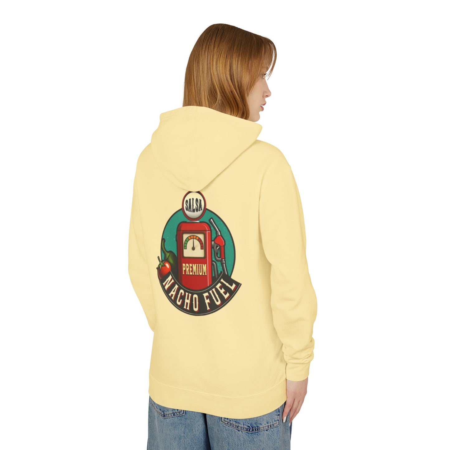 Nacho Fuel Unisex Lightweight Hooded Sweatshirt, Fun Foodie Apparel, Casual Wear, Gift for Food Lovers, Festival Outfit